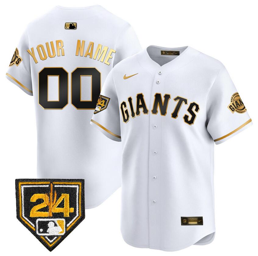 Men's San Francisco Giants Customized White/Gold 2024 Spring Training Vapor Premier Limited Stitched Jersey